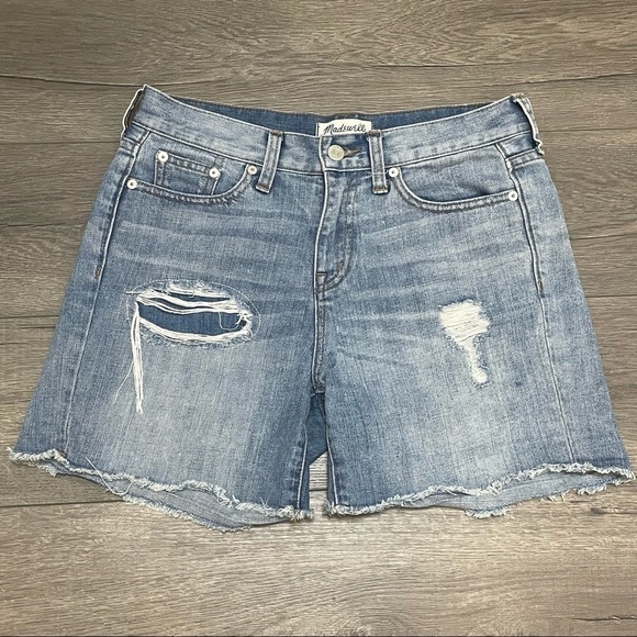 Madewell Women's Boyshorts Shorts Rip & Repair Edition Size 25 Raw Hem High Rise - Picture 3 of 9